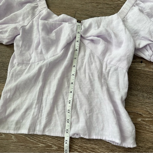 Nine West Light Purple Puffy Sleeve Off the Shoulder Versatile Shirt - Picture 6 of 16